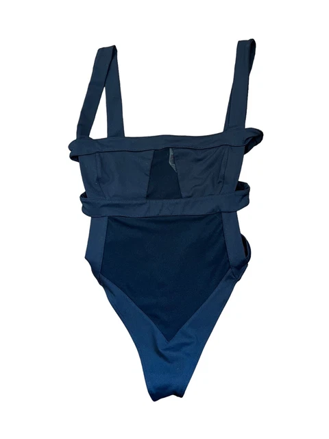 Free People NWOT Black Mesh Bodysuit Stretchy Thong Size S 8 10