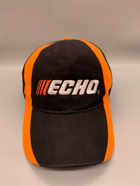 Echo Chainsaw Hat Cap Adjustable Strap Back Black Orange Embroidered Power Tools