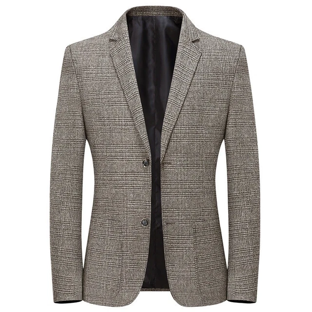 Uomo Quadri Giacca Business Casual Abito Formale Plaid Cappotto Bavero Top Nuovo