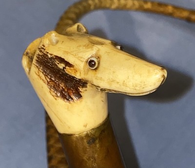 Antico Signore whangee BAMBOO show cane/Hunt Frusta Con Manico Corna 