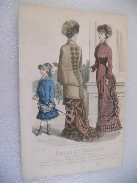 Gravure de mode  journal des demoiselles mode de paris rue drouot septembre 1880