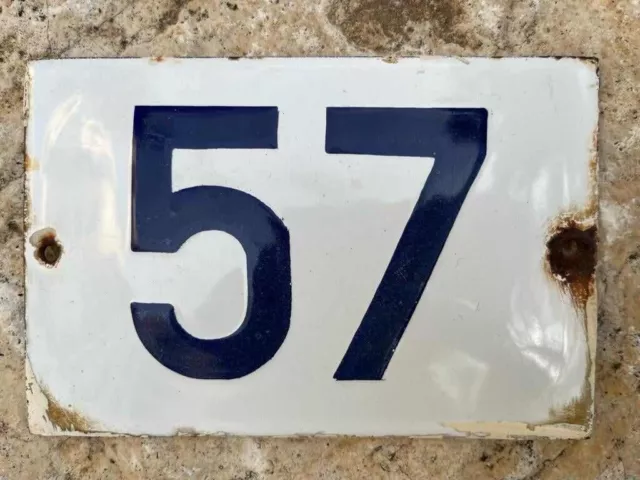 Genuine  ISRAELI  enamel porcelain house number 57 st. House sign #57