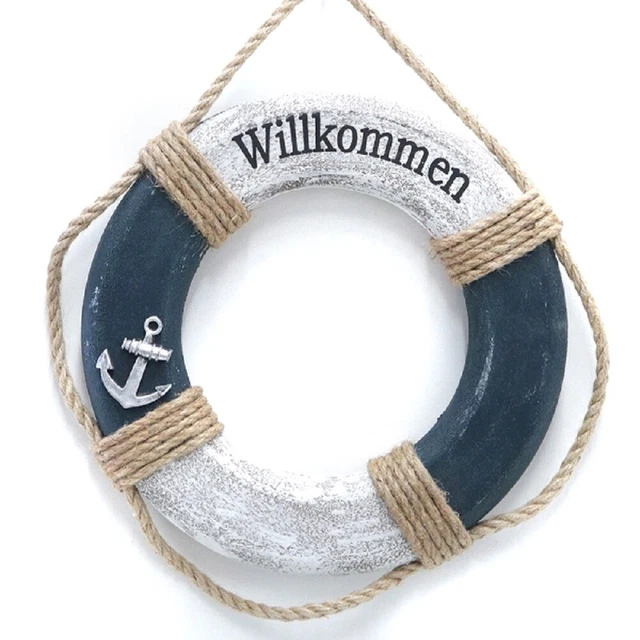Rettungsring Décoratif En Osier Tressé - 50x42 Cm - Style Maritime - Pour Mur Ou Porte