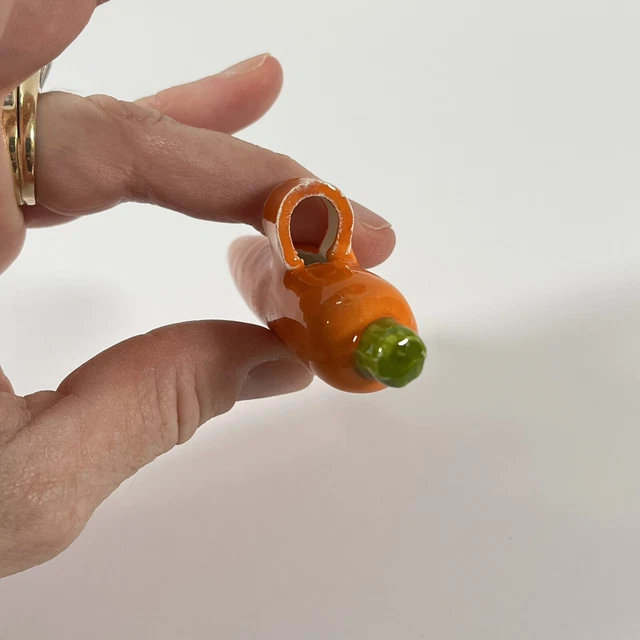 Vintage Ceramic Fruit & Vegetable Macrame Beads Lemon Orange Pepper Carrot Retro 7