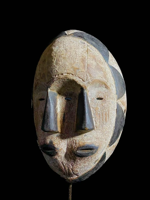 African mask from the Lega tribe of Congo wide and is hand carved of wood-7153 3