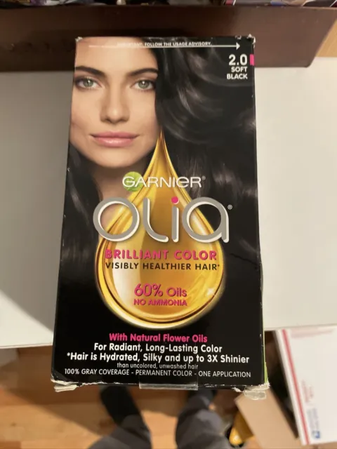 Garnier Olia Ammonia Free Permanent Hair Color #2.0 SOFT BLACK