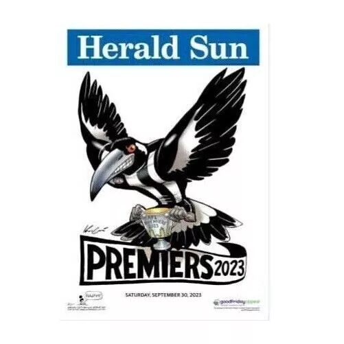 Collingwood Magpies 2023 AFL Grand Final Mark Knight Poster Daicos Moore