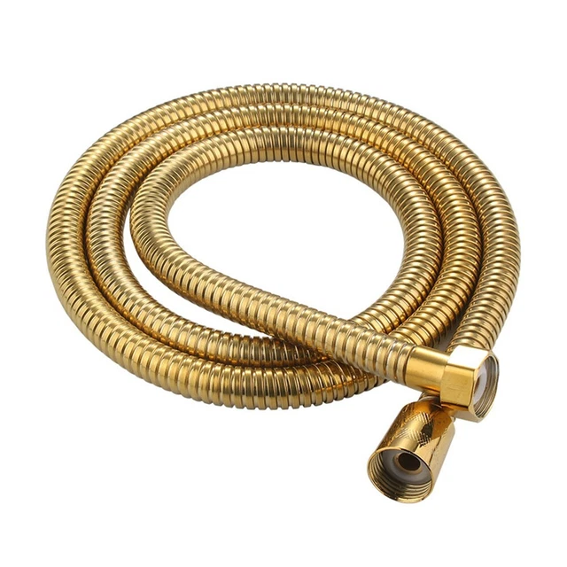 Manguera de ducha flexible de mano de acero inoxidable dorada con tuerca suelta extremos femeninos