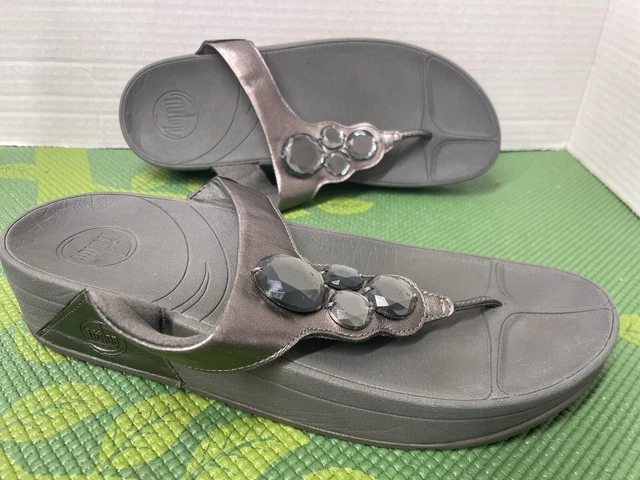 Fitflop Womens Lunetta Thong Sandals 181-054 Pewter US 10 Walking 3