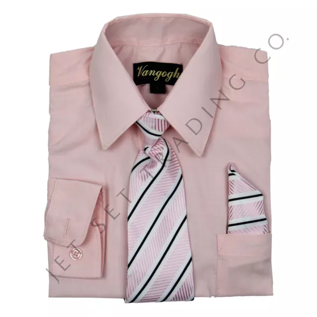 Ragazzi Rosa Camicia Con IN Abbinato Cravatta E Fazzoletto Maniche Lunghe Taglie