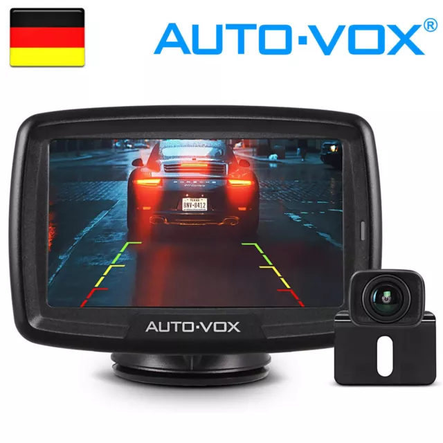 AUTO-VOX CS2 Digital Kabellos Rückfahrkamera + 4.3" Monitor Einparkhilfe Set