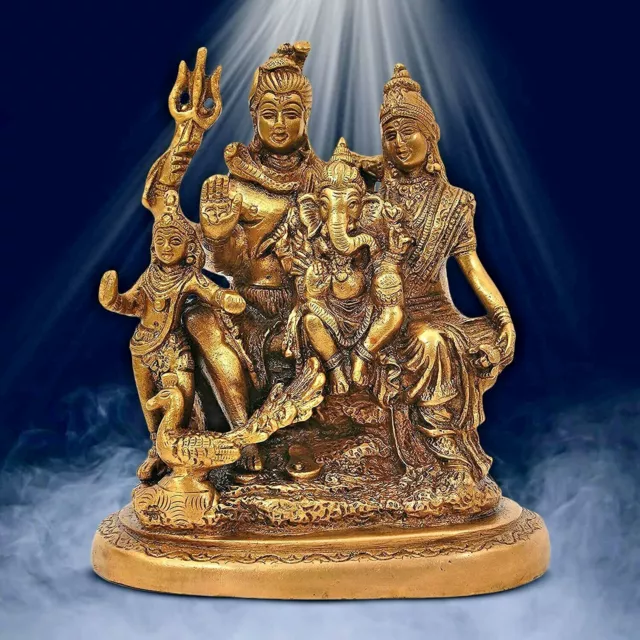 6 Hindu Gods Ganesha Shiva Brahma Vishnu Krishna Kartikeya Mini Brass Statue  Set