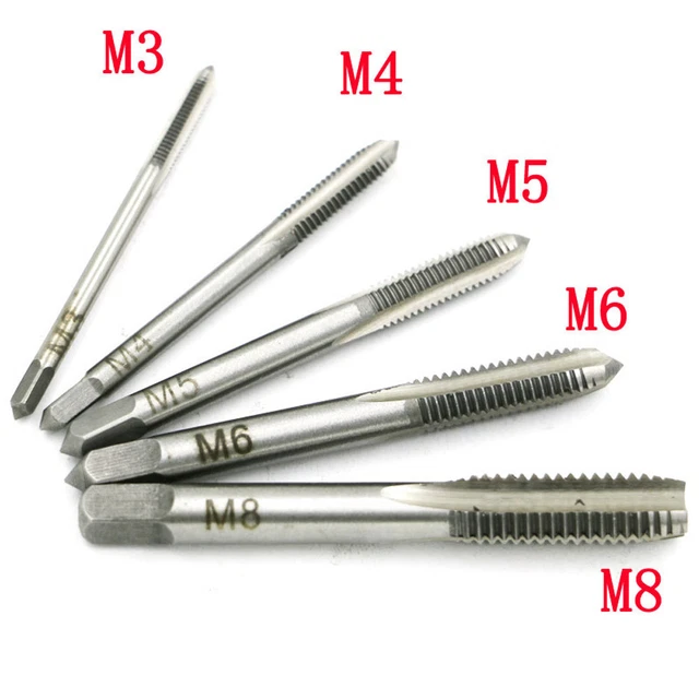 Diameter 3mm-8mm Hand Screw Thread Hole Metric Plug Straight Flute Tap Set
