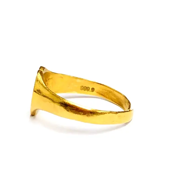 Pure 999 24K Yellow Gold Band Lucky Ring