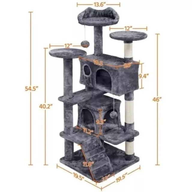 54.5'' H Cat Tree Tower Condo Furniture Scratch Post for Kittens Pet House Play 3