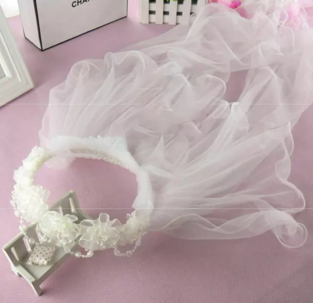 Floral Crown First Communion Veil  Flower Crown Veil Holy Flower Girl Veil