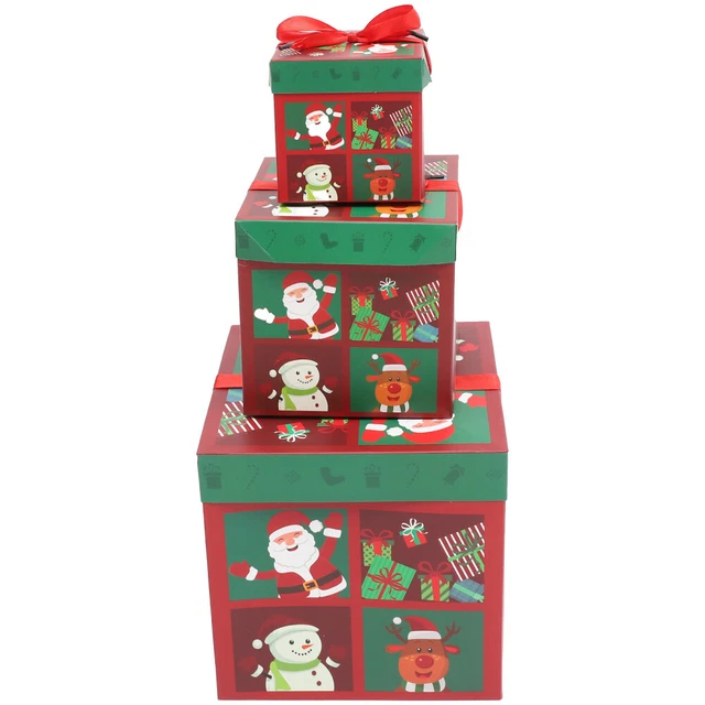 3 pz forniture per feste di Natale contenitori di carta caramelle decorazione