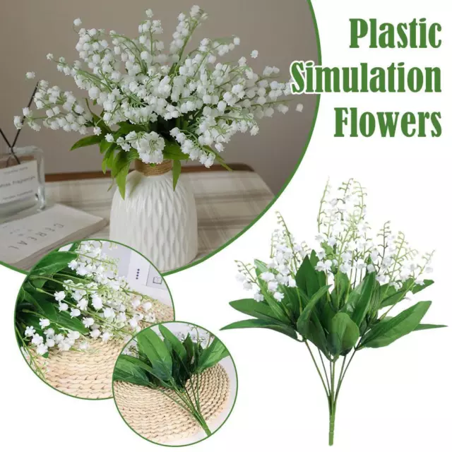 2Pcs Bundle White Lily of the Valley Fake Plants Artificial Flower Home Dec T0H6