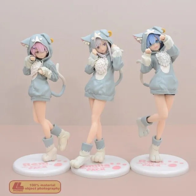 Anime Re Ram Rem Emiria Emilia 3pcs Cute Girl PVC Figure Statue Toy Gift