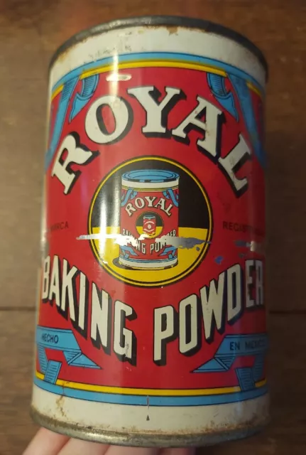 Vintage Royal Brand Baking Powder Tin In Spanish Made In Mexico