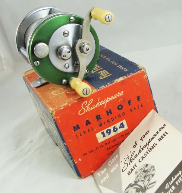 Shakespeare Push Button WonderCast 1774 Vintage Green Spinning Reel