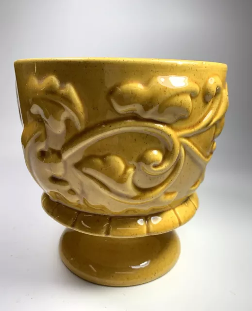 Vintage Haeger Pottery USA  Planter Vase Pedestal mustard Glaze