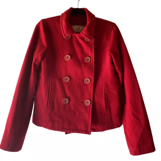 ABERCROMBIE & Fitch Authentic East Coast Vintage Wool Pea Coat Red Sz M