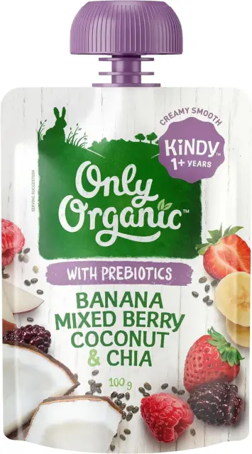 Banana Mixed Berry Coconut & Chia Kindy Food for 1+ Years Kids 100 G (Pack of 6)