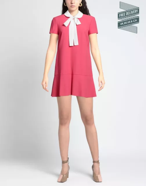 RRP €495 RED VALENTINO Mini Trapeze Dress IT44 US8 UK12 L Pink Bow Made in Italy