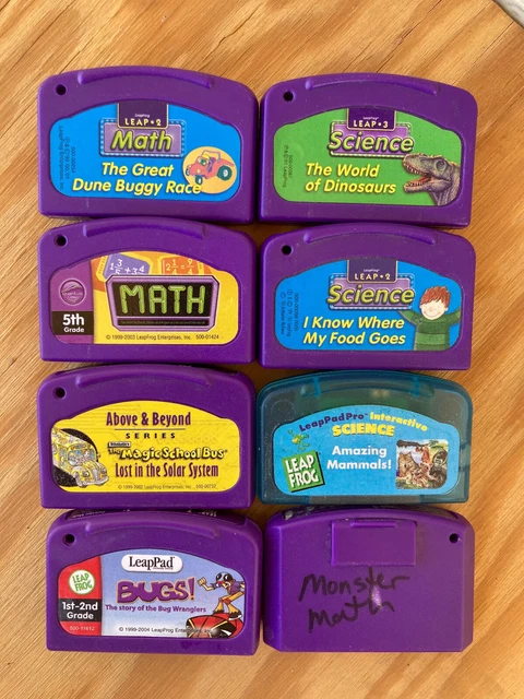 Lot of 8 LeapPad Leap Frog cartridges Math Science Magic School Bus Bugs Dune