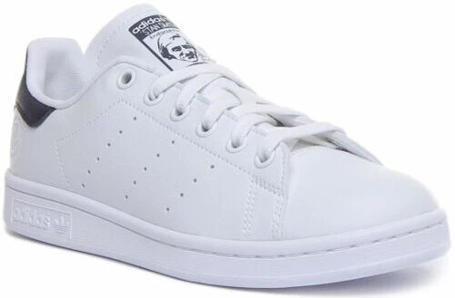 ADIDAS Stan Smith Vegan en Blanc Marine Lacet Basse Baskets Taille UK 3 - 8