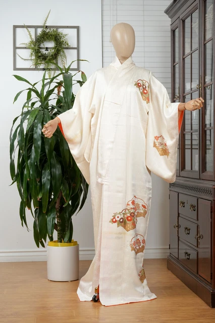 Dear Vanilla Japanese Silk Homongi Kimono Women's Authentic Japan Vintage Mint