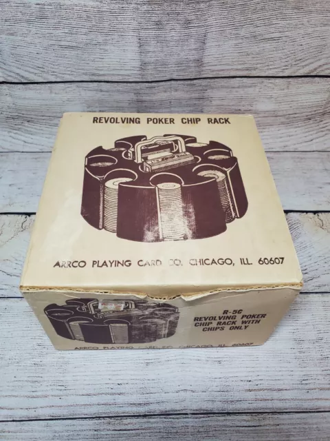 Vtg Revolving Poker Chip Rack, Chips, and Cards by Arrco 1972 #R-5C w/ BOX