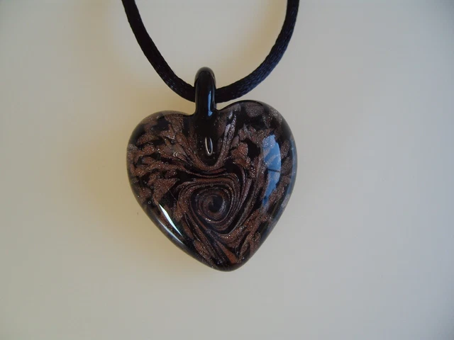 Pendentif Cœur En Verre De Murano Italie - Collier Neuf Avec étiquettes Fait Main