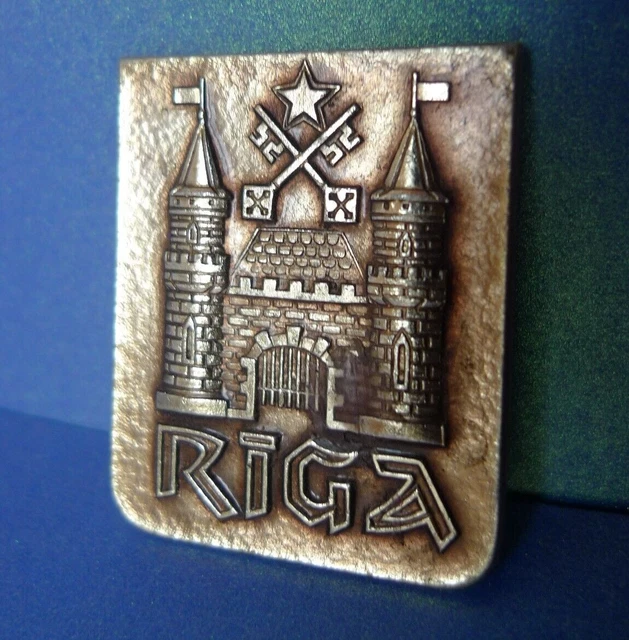 Old Vintage USSR Soviet Latvia RIGA City pin badge Collectibles Castle marked