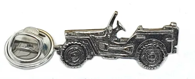 Army Jeep Hand Cast Fine English Pewter Pin Badge Military (≈25mm)