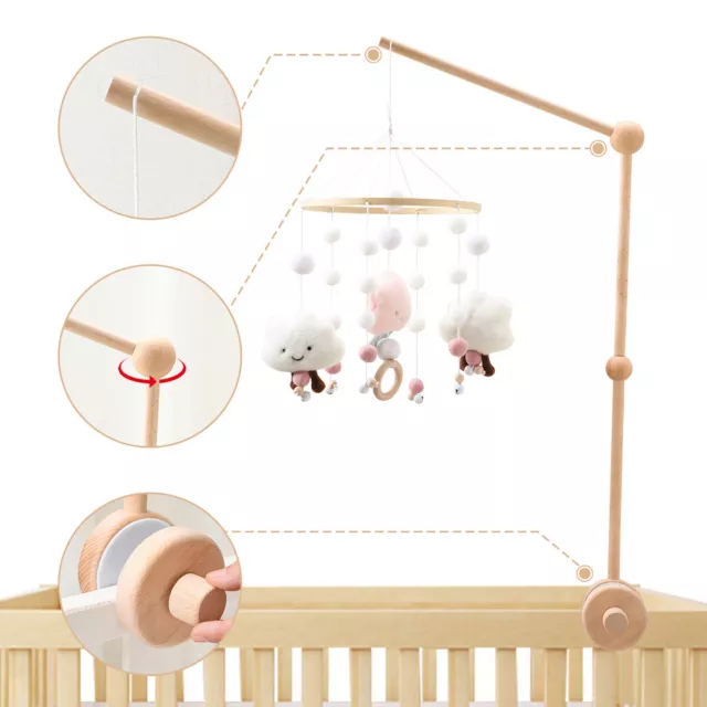 Baby Crib Mobile Arm Wooden Crib Mobile Holder Non-Slip Crib Mobile Bed kiGNG✌