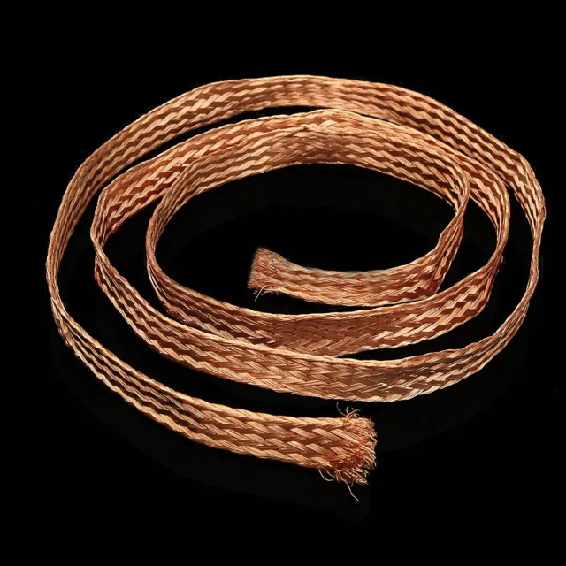 1m 15mm Flat Pure Copper Braid Cable Bare Copper Braid Wire Ground Lead