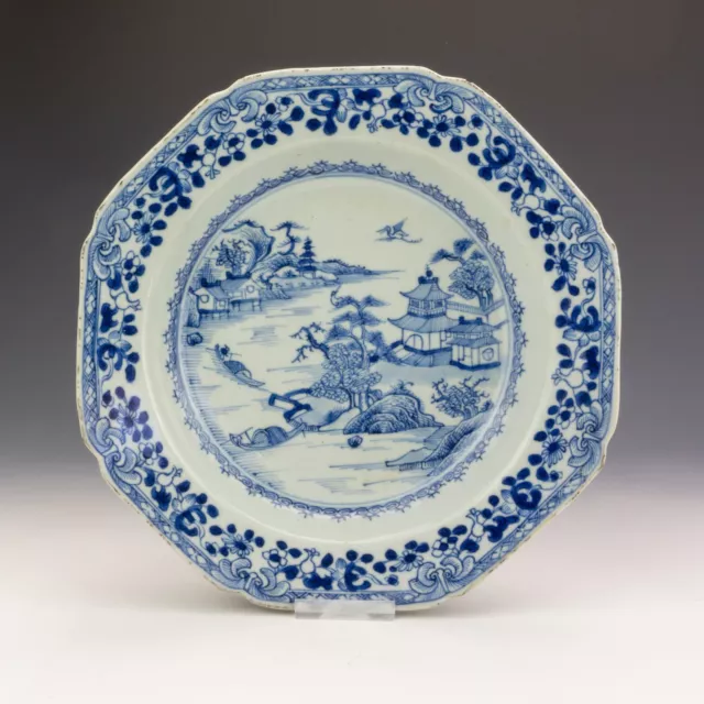 Antique 18th C Chinese Porcelain - Blue & White Oriental Scene Bowl Antique 18th C Chinese Porcelain - Blue & White Oriental Scene Bowl