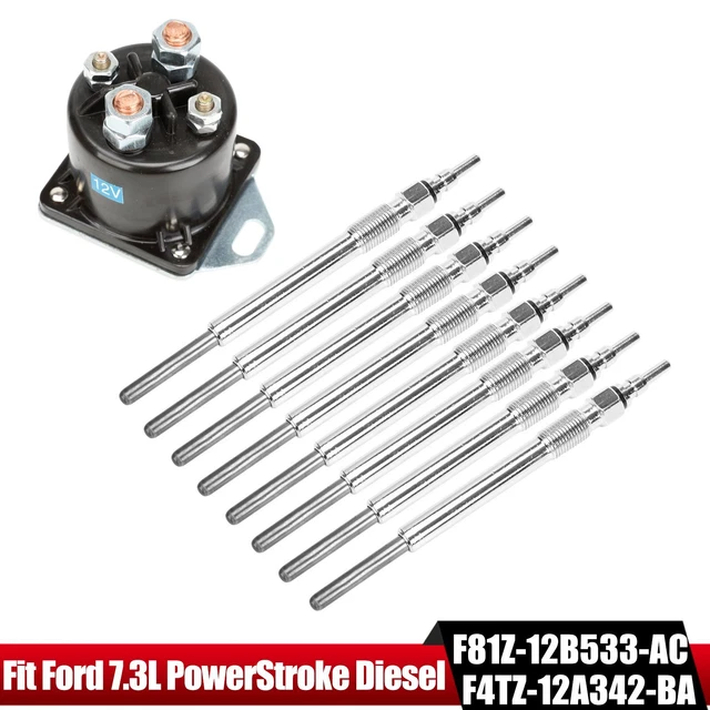 FIT 7.3L FORD PowerStroke Diesel Glow Plug Relay Solenoid + 8pcs Glow