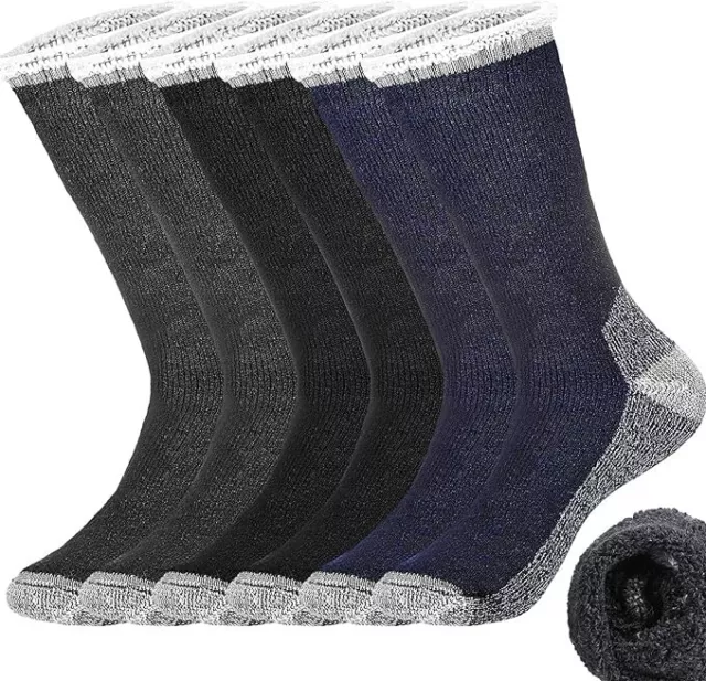 3 PACK Men's 80% Merino Wool Socks Warm Heavy Duty Work Hiking Walking Size 6-11