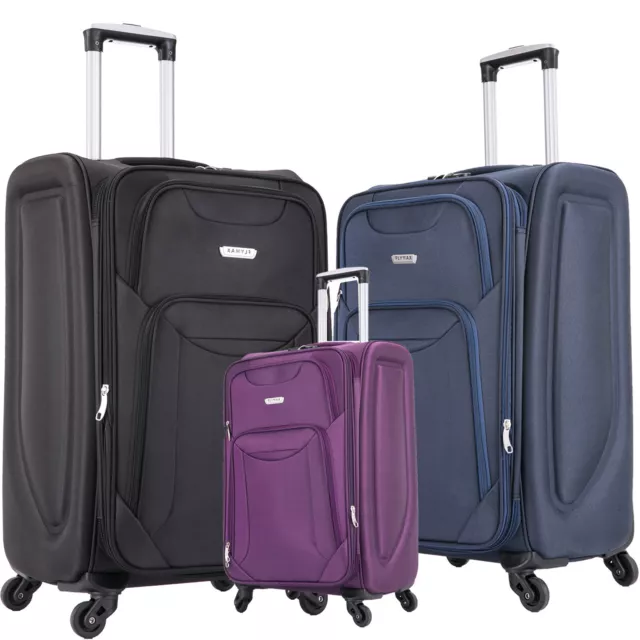 Large Suitcase & Medium Cabin 4 wheel Luggage Travel Cases Lightweight Soft Big