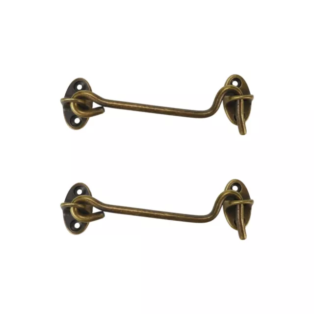 HEVSTIL 2-Pack Heavy Duty Solid Brass Privacy Hook and Eye Latch Easy Lock for S