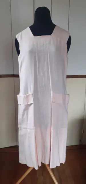 VTG 1920s Baby Pink Flapper Dress Linen Art Deco Older Copy (prob 1950s) MED VGC