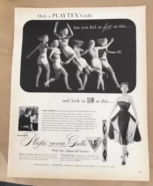 PLAYTEX GIRDLE PRINT ad 1952 orig vintage 1950s retro decor art fashion  lingerie £5.24 - PicClick UK