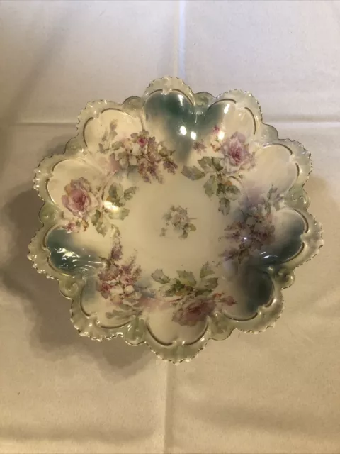 Antique Austrian Porcelain Scalloped Dish 10 Inch