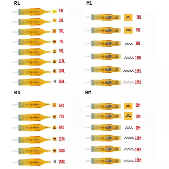 20x Sterile Disposable Tattoo Needle Cartridges Round Liners Shaders R/ M1/RS/RM