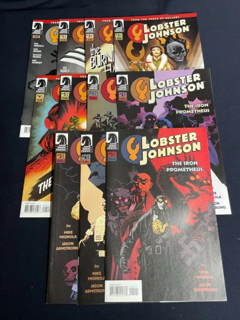 Lobster Johnson Lot; Mike Mignola, Hellboy; The Burning Hand, more; 11 books