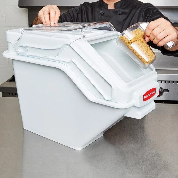 Ingredient Storage Bin 6.3 Gallon / 100 Cup White Shelf w/ Sliding Lid and Scoop