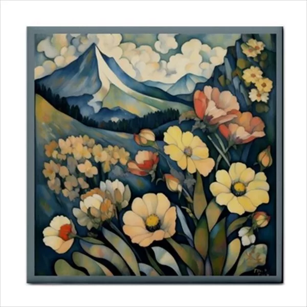 Mountain Wildflower Flower Ceramic Craft Tile Backsplash Border Art Nouveau
